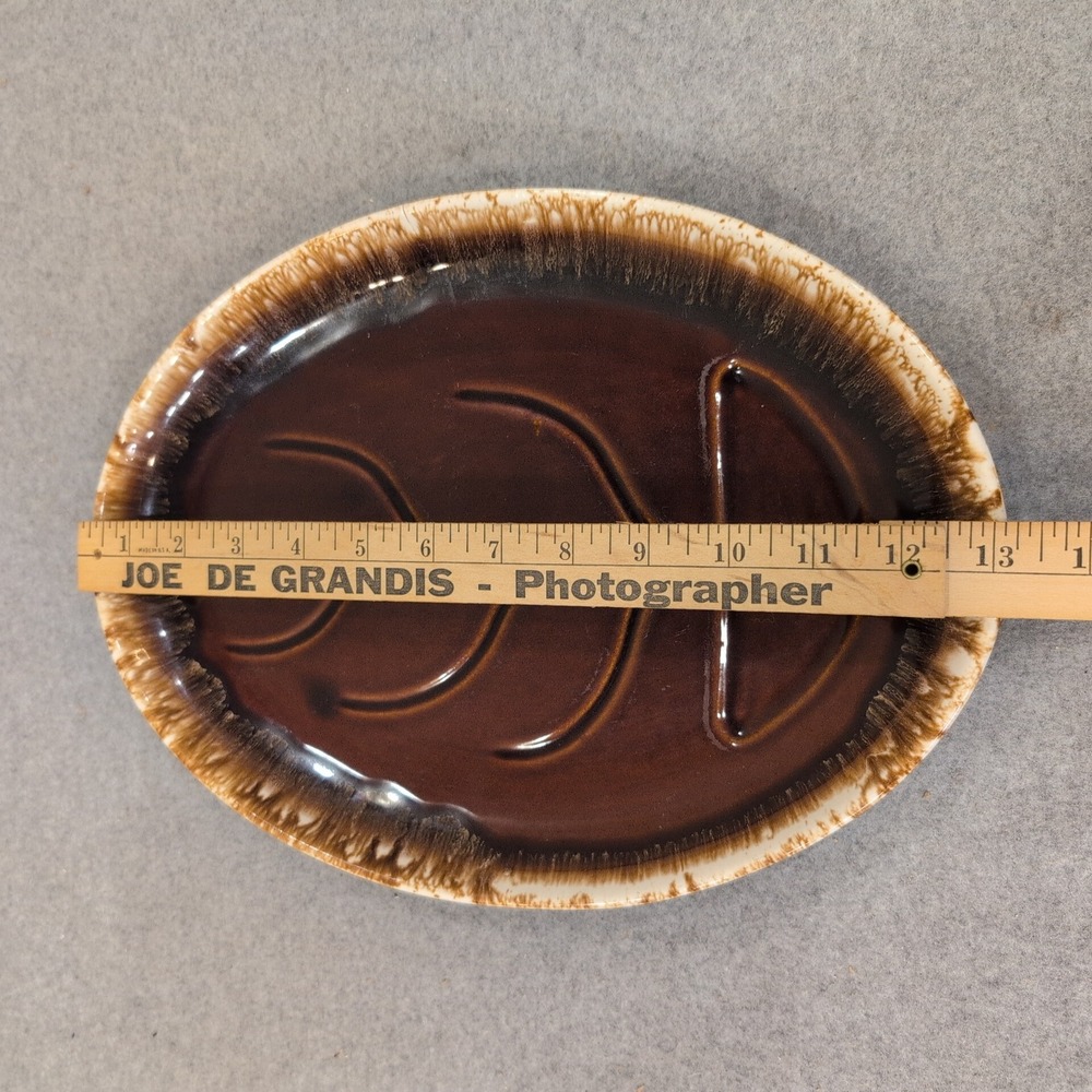 McCoy Pottery Brown Drip Glaze Tree of Life Oval Serving Platter USA MCP NA309 - Picture 2 of 6